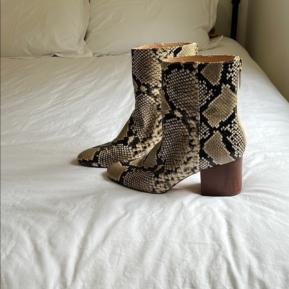 J. Crew Leather Snakeskin Ankle Boots